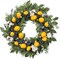 24-Inch Summer Artificial Lemon Wreath with Lights – Front Door or Wall Décor with Eucalyptus Leaves and Blueberries for Farmhouse, Home, Kitchen, and Party Decorations
